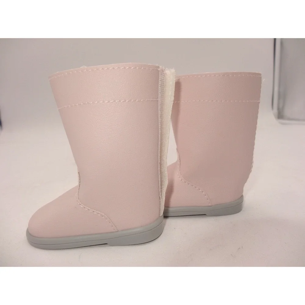 American Girl Pink Tall Boots Winter Sparkles Faux Leather Grey Sole Accessory